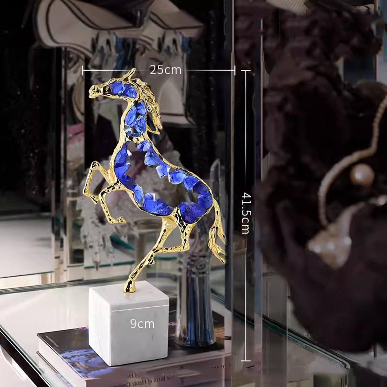 Luxury Modern crystal horse statue sculpture, spar handicraft ornaments,