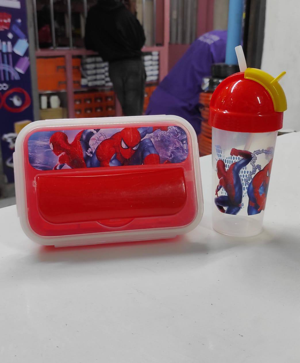 Combo cartoon themed 2-in-1 Lunch Box with Tumbler Set 500ml with straw