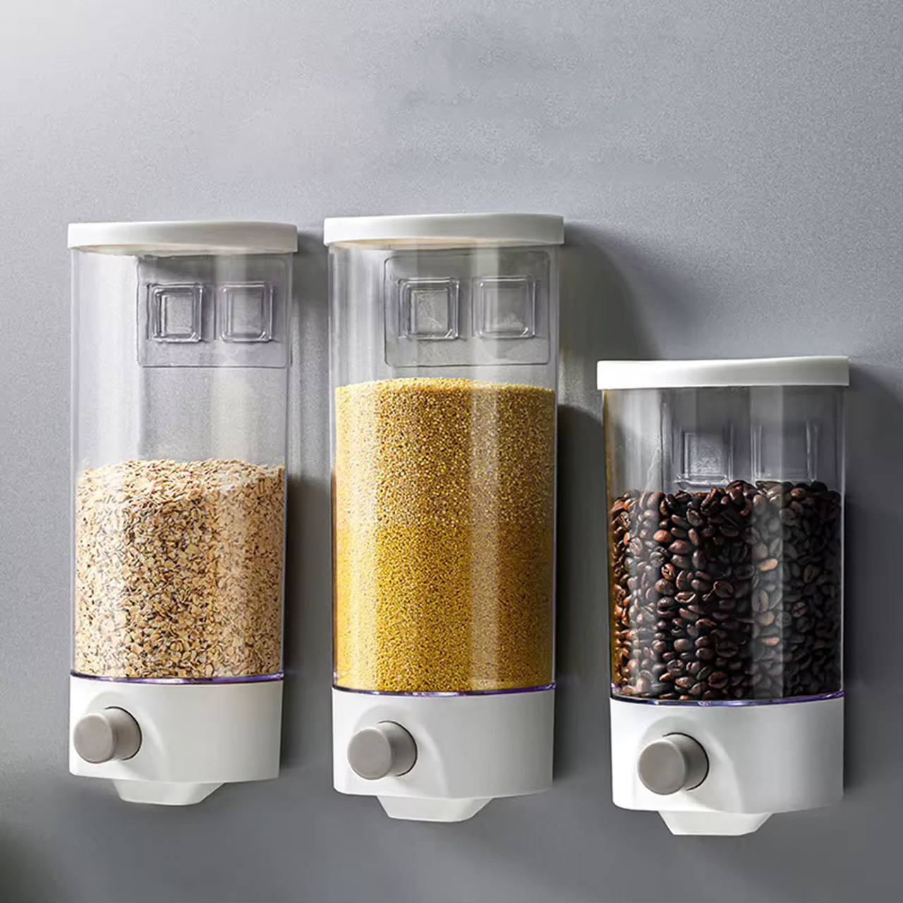 1kg (single pc) Wall Mounted Separate Rice Bucket Kitchen Cereal Dispenser