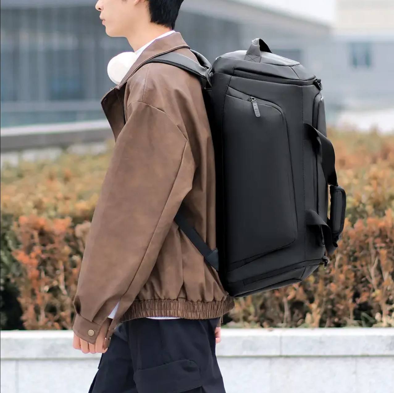 Waterproof Duffel Bag with Shoe Compartment & Backpack Straps