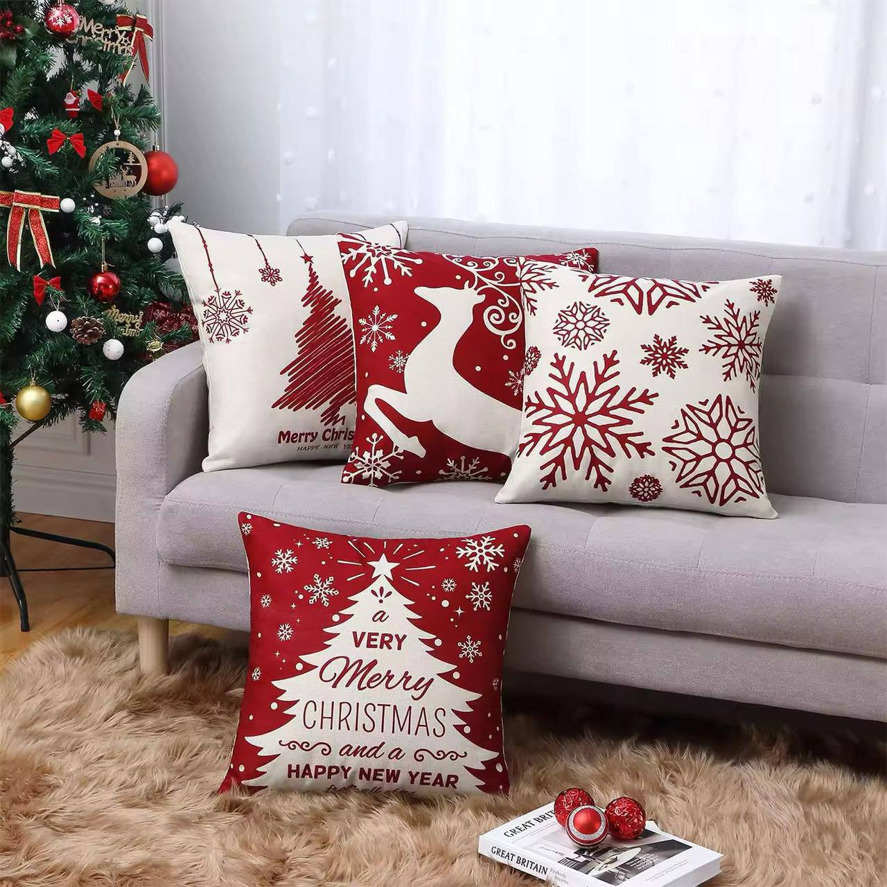 Christmas Pillow Covers (No Filler) for Christmas Decoration Throw Pillow Covers
