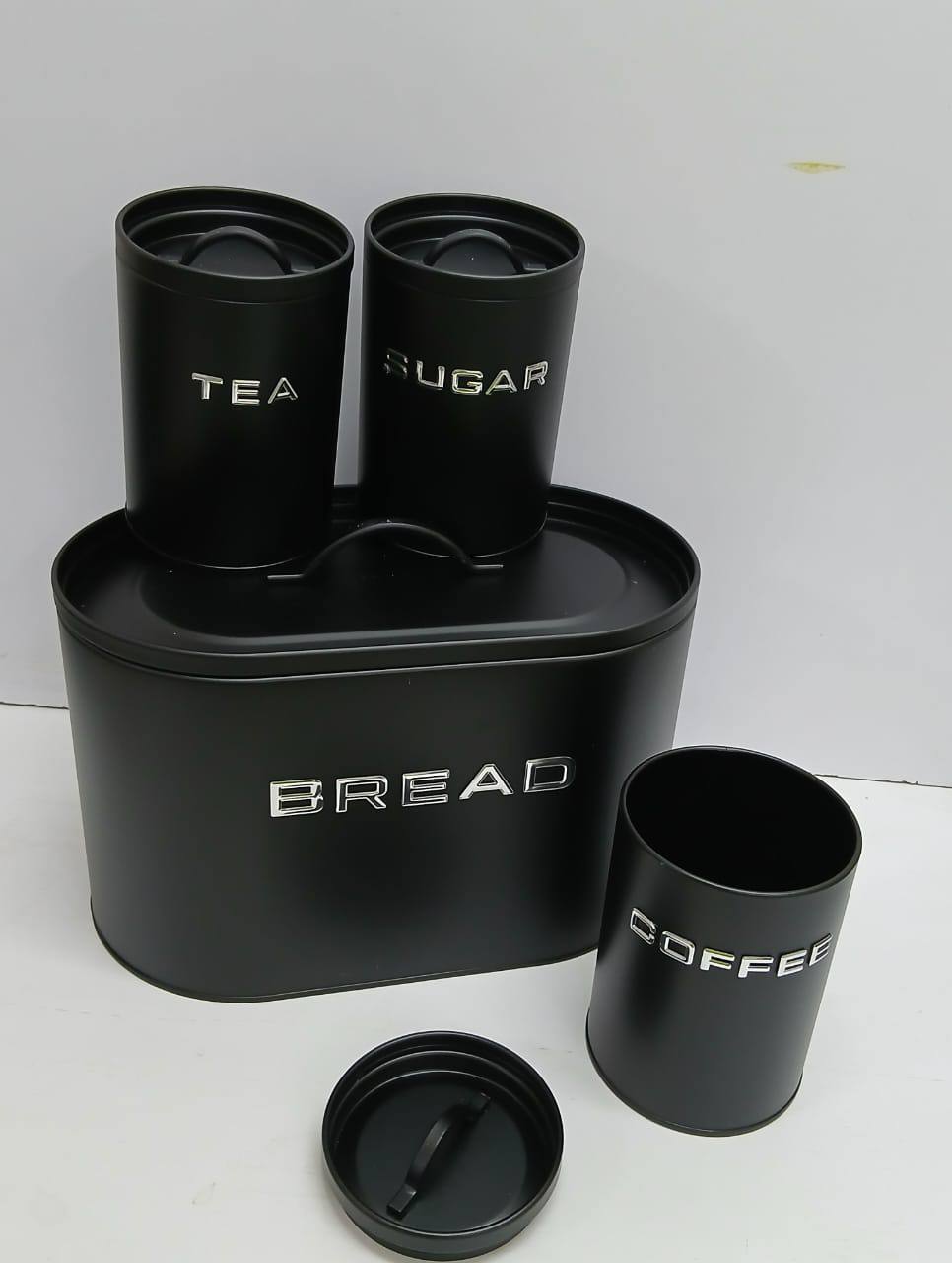 Unique and elegant bread storage bin with 3pcs canisters