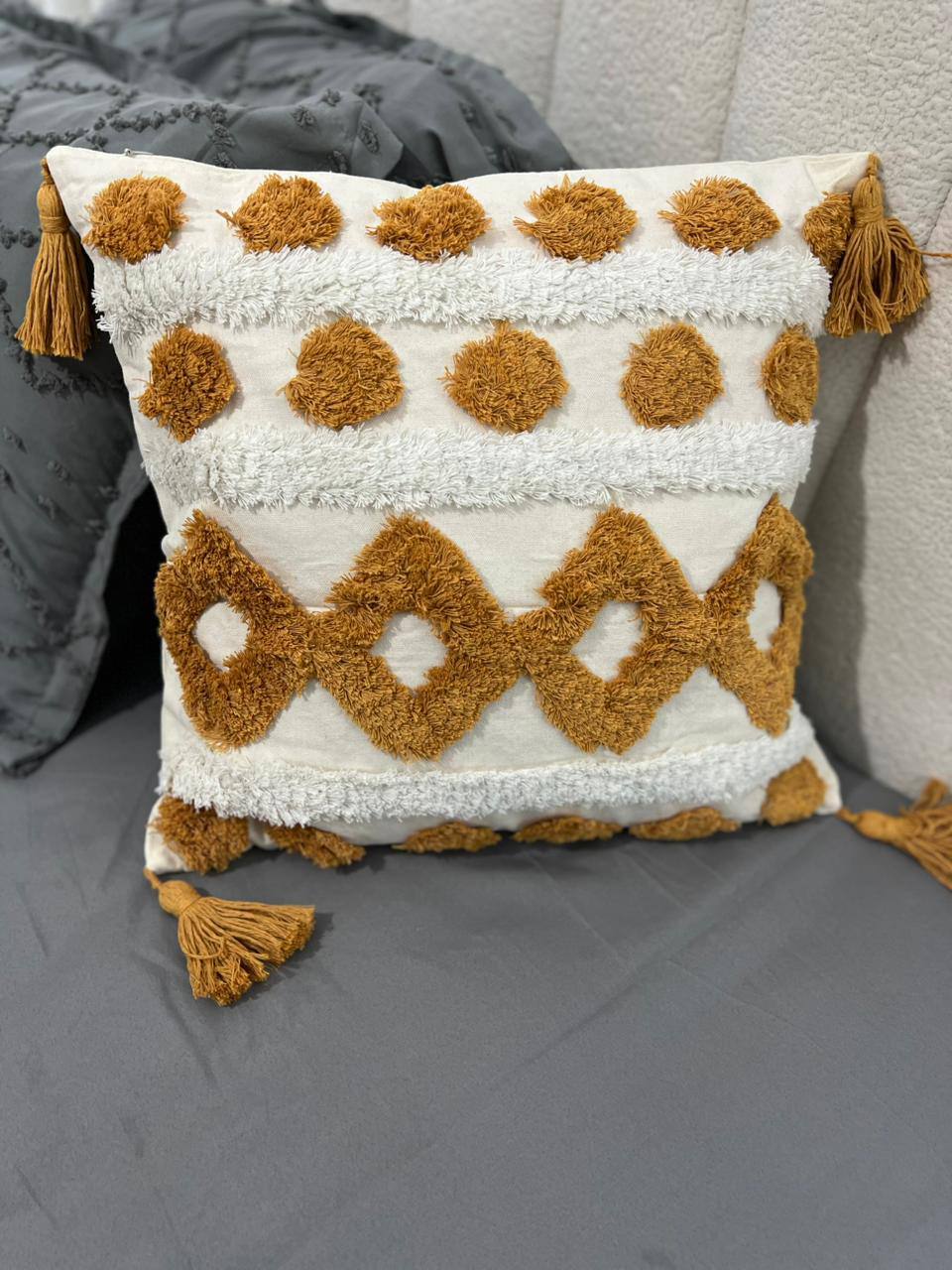 Fancy TUFTED/BOHO throw pillow covers with tassels