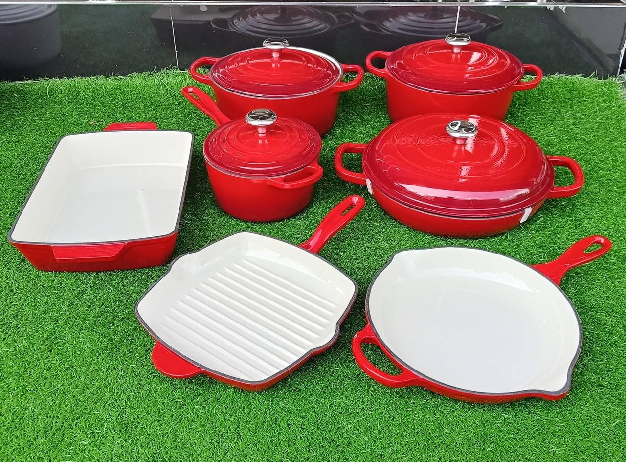 11 pcs Enamel Cast iron cooking pots