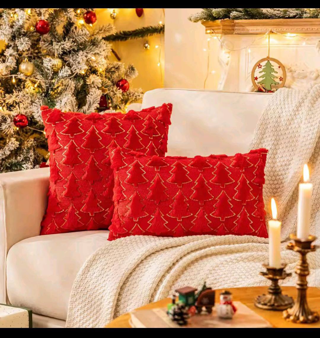 Christmas Tree Glitter Plush Cushion Cover Home Decor Pillowcase