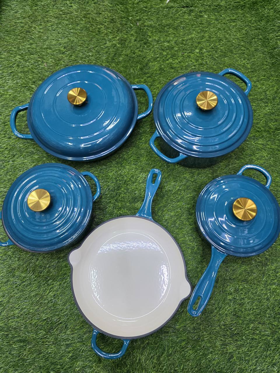 9pcs Enamel Cast iron cooking
pots