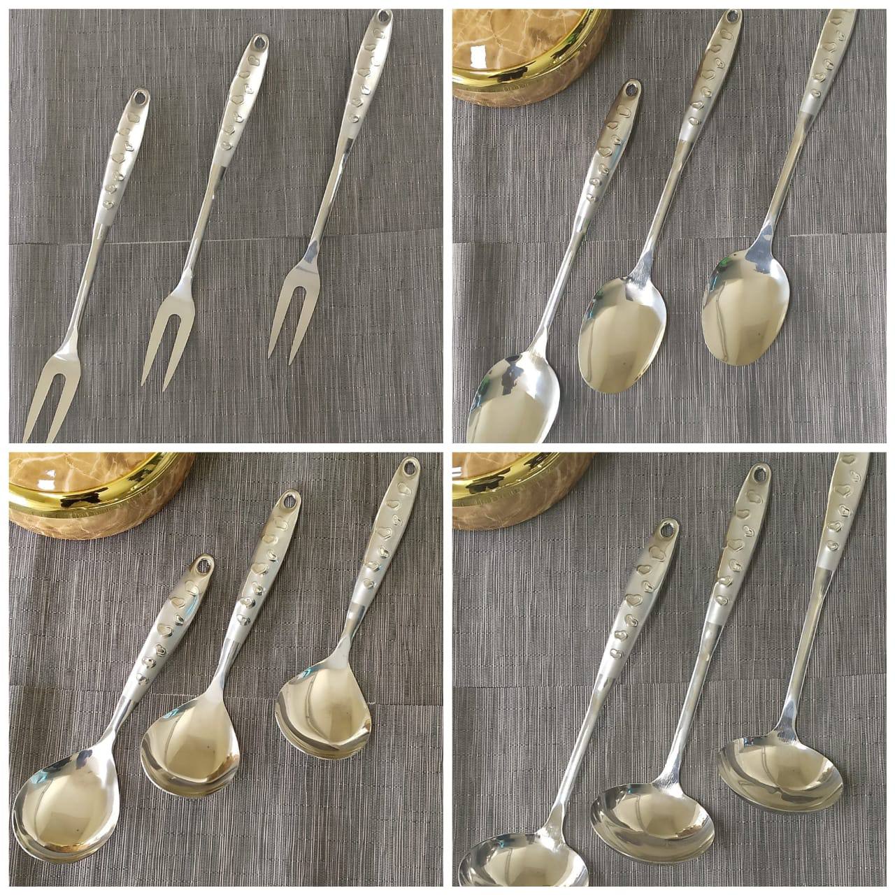 love handle Stainless steel silver serving spoon
