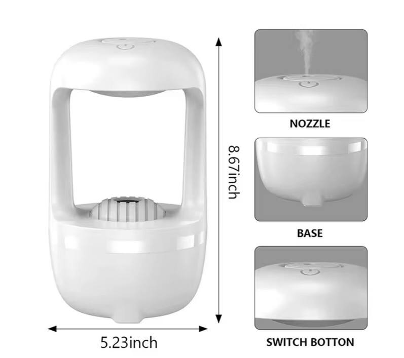 Anti gravity water droplets humidifier