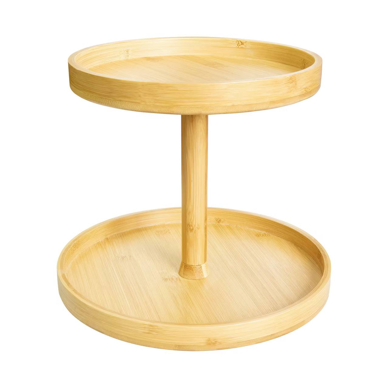 New Bamboo Double layer Rotating kitchen Seasoning storage Rack wood.