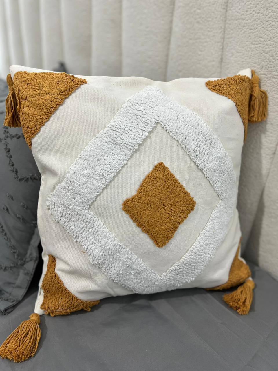 Fancy TUFTED/BOHO throw pillow covers with tassels