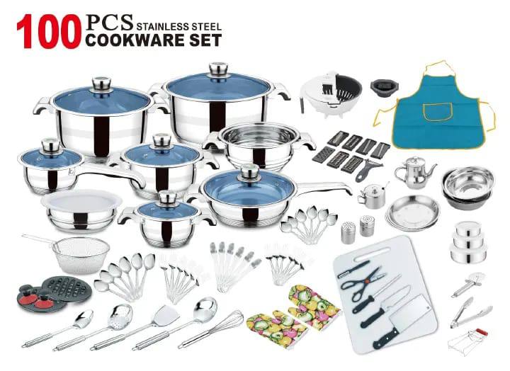 100pcs Heavy duty quality stainless steel Kaisavilla cookware set