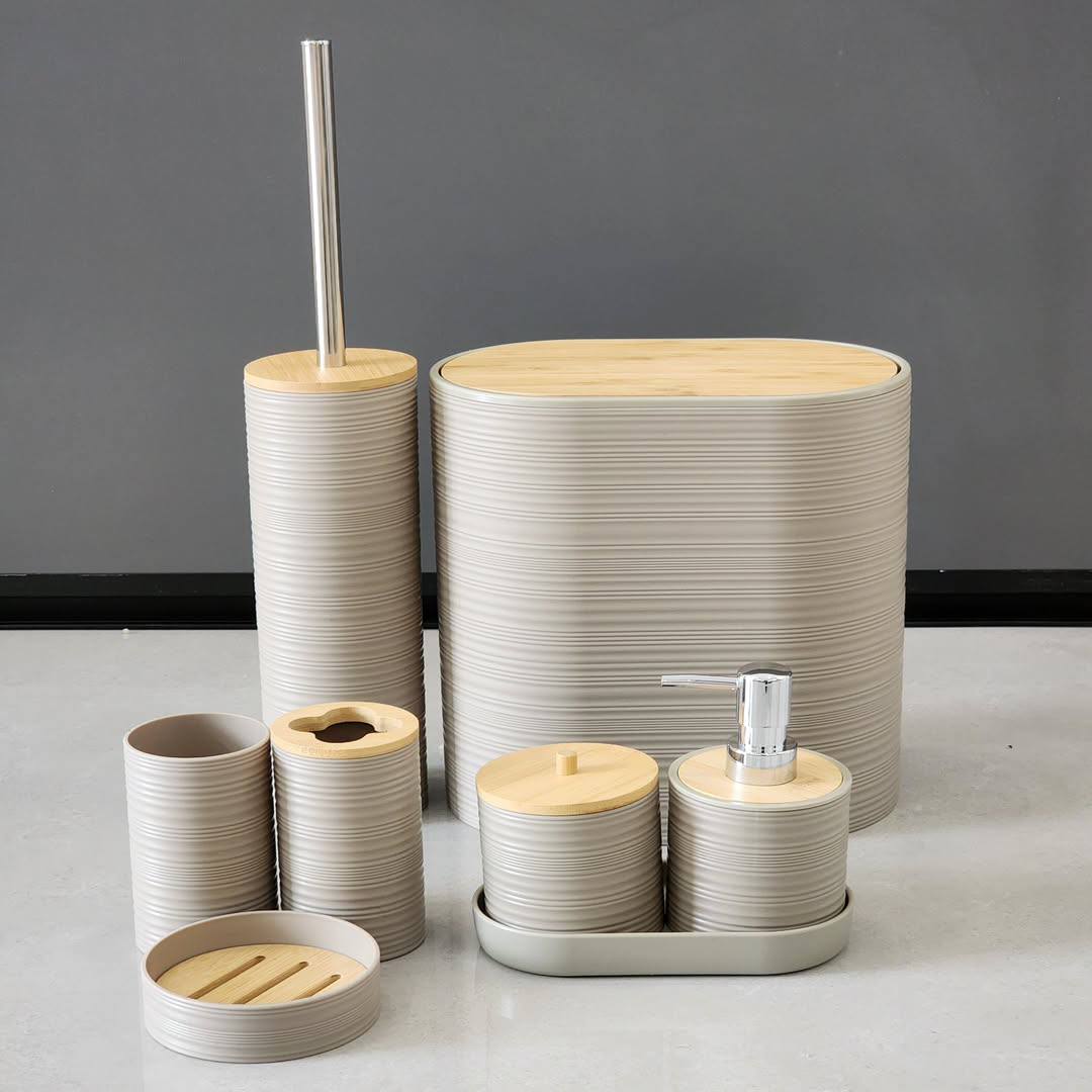 Luxury Bamboo Plastic Bathroom
Accessories set.