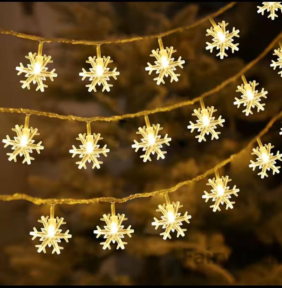 3Meters Christmas Decoration for Home Xmas Tree Decor Fairy Light Pendant Snowflake LED Light.