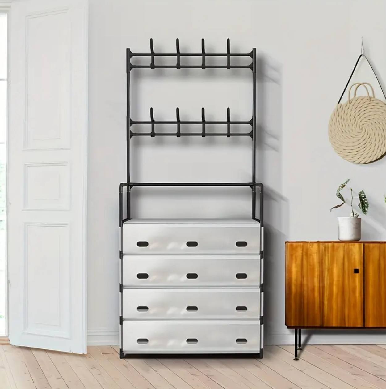 Five Tier Shoe Rack with 8 Utilities Hooks