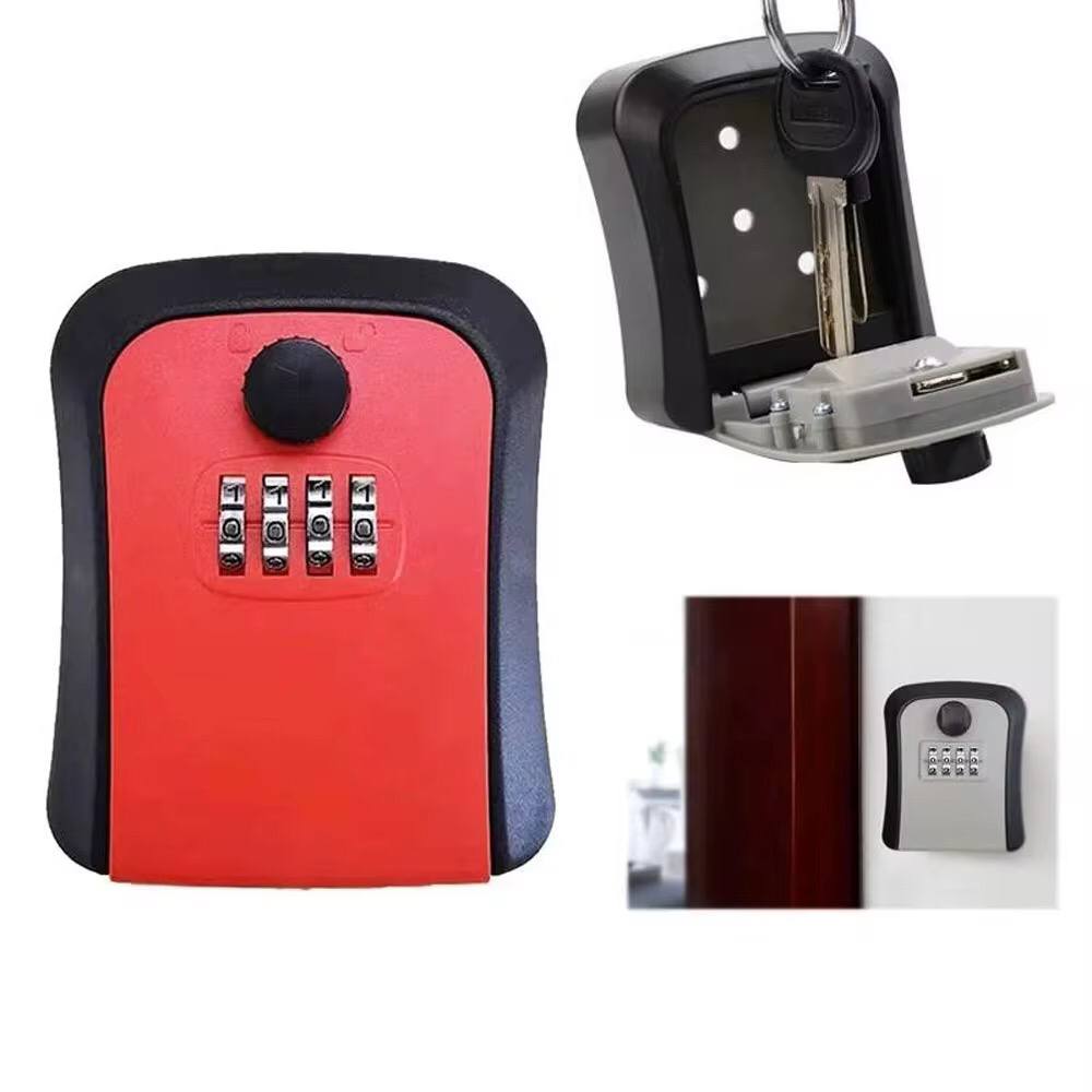 Wall-Mounted Key Lock Box with 4-Digit Combination Key Safe Box with Resettable Key Password