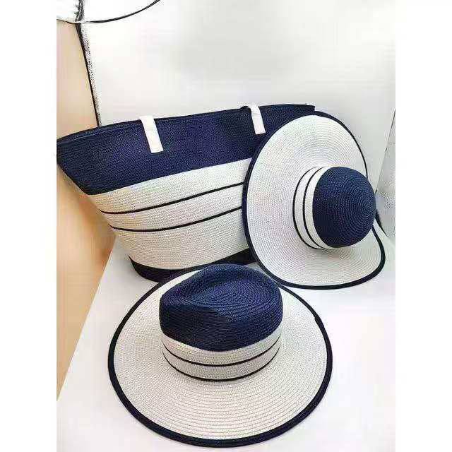Summer Straw Woven Beach Bag and Hat