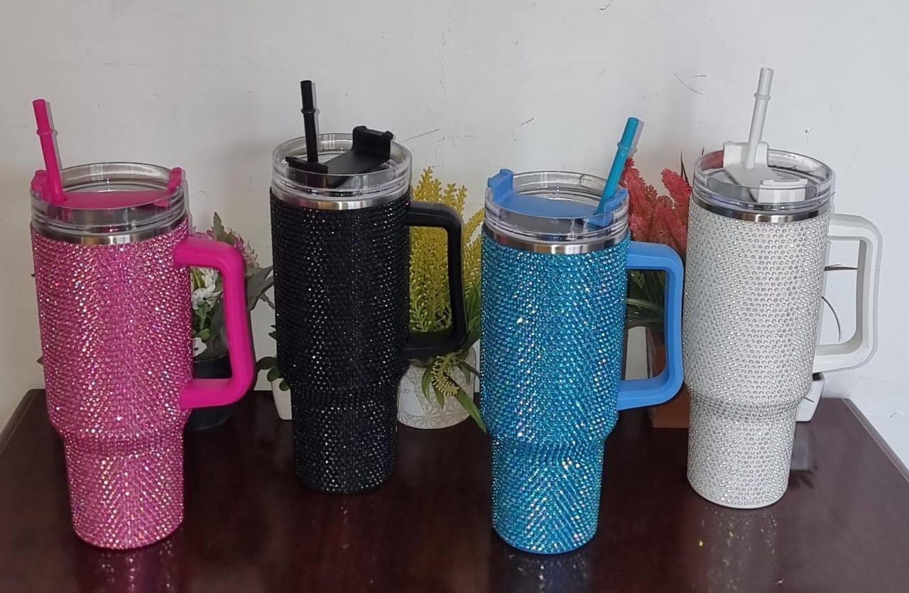 Sparkling stanley unbranded stainless steel 1200ml capacity straw thermocup
