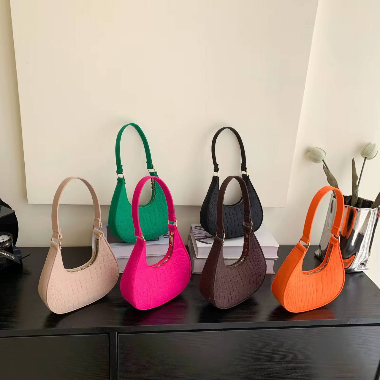 Candy color Crescent Underarm Bag