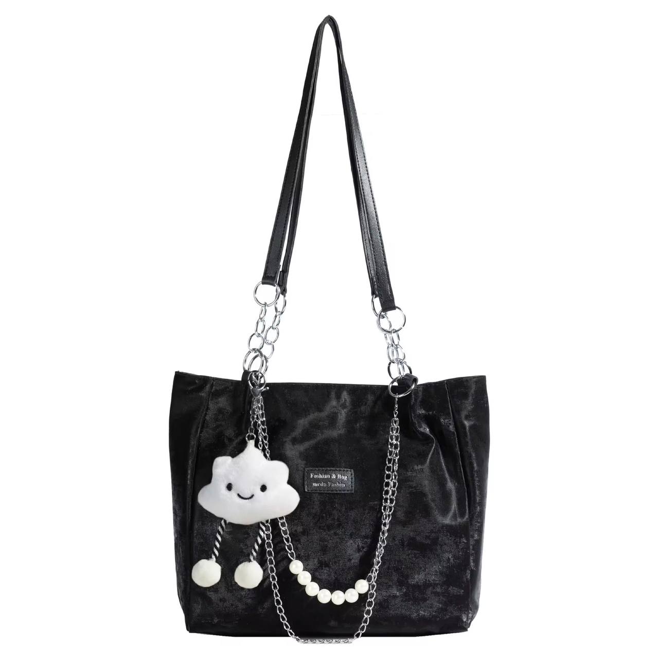 CUTE FASHION PEARL HANDBAG WITH CLOUD BAGCHARM /KEYHOLDER