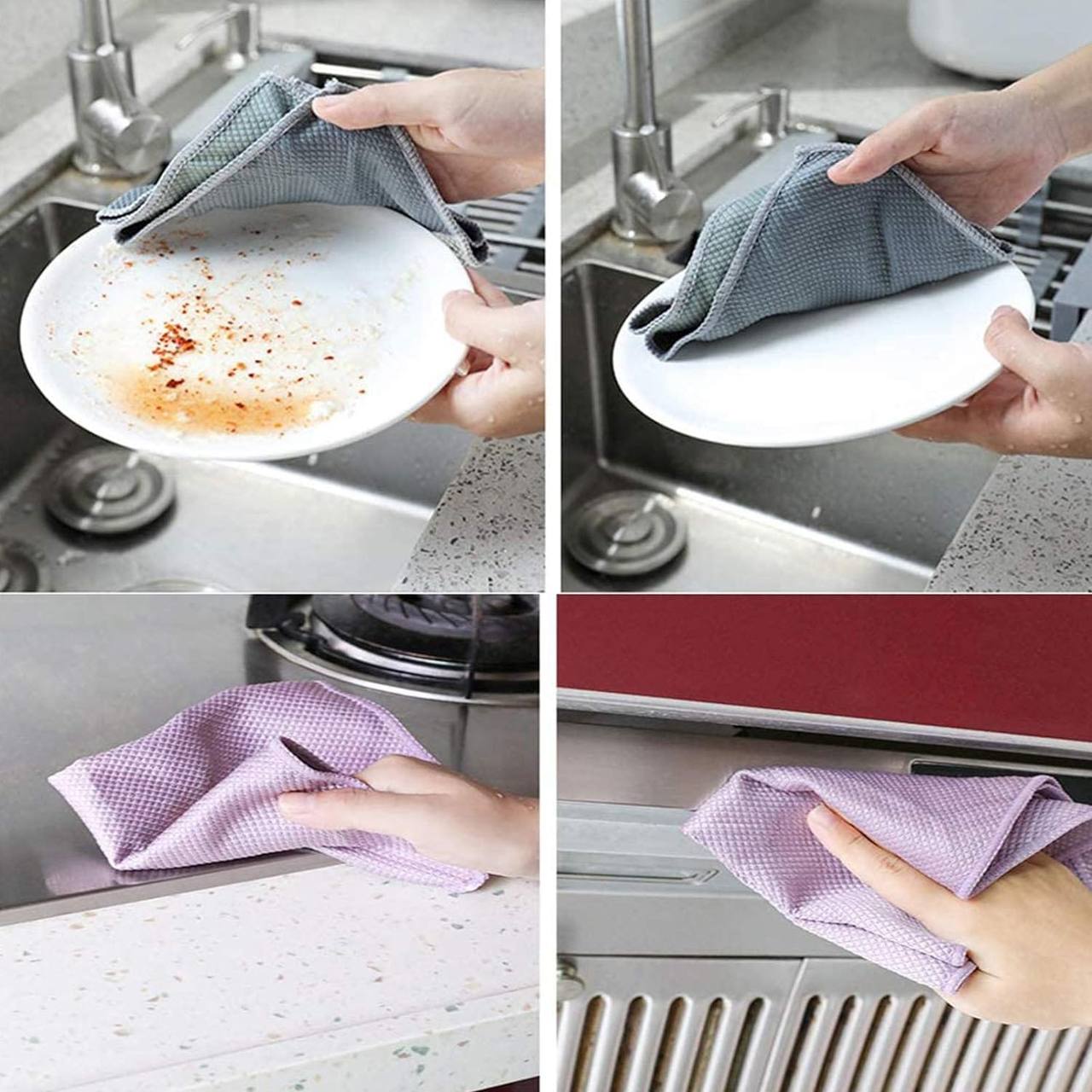 5pcs Fish Scale Microfiber glass Cleaning Cloth