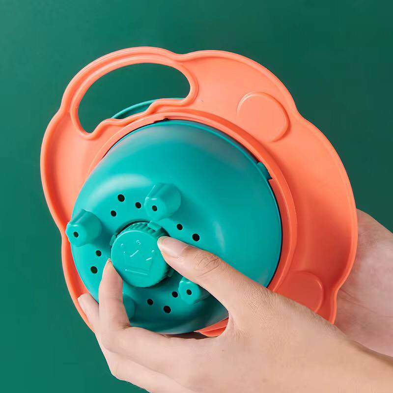 360 degrees free rotational baby bowl, no matter what position the insides remains upright avoiding food to spill over