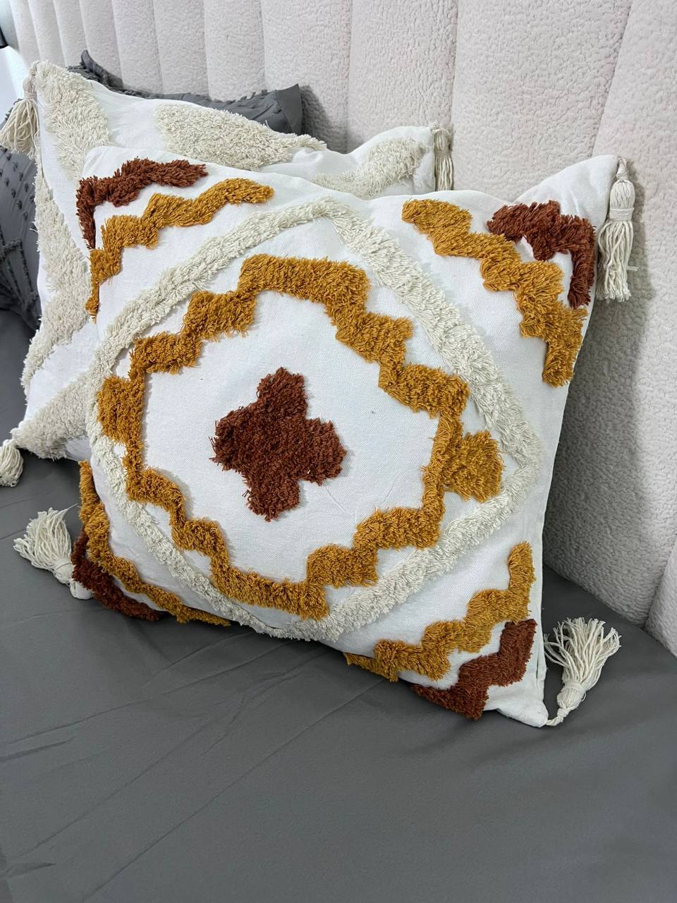 Fancy TUFTED/BOHO throw pillow covers with tassels
