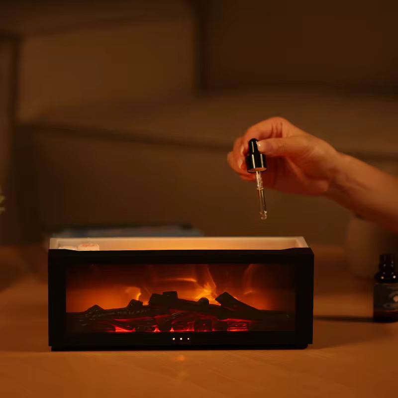 Dynamic Flame Fireplace Essential oil Diffuser/Humidifier with timer and Auto Off Ultrasonic cool mist Humidifier