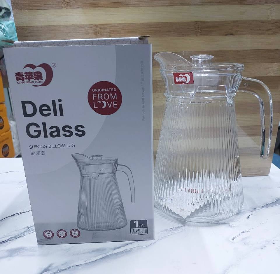 Ribbed glass jug