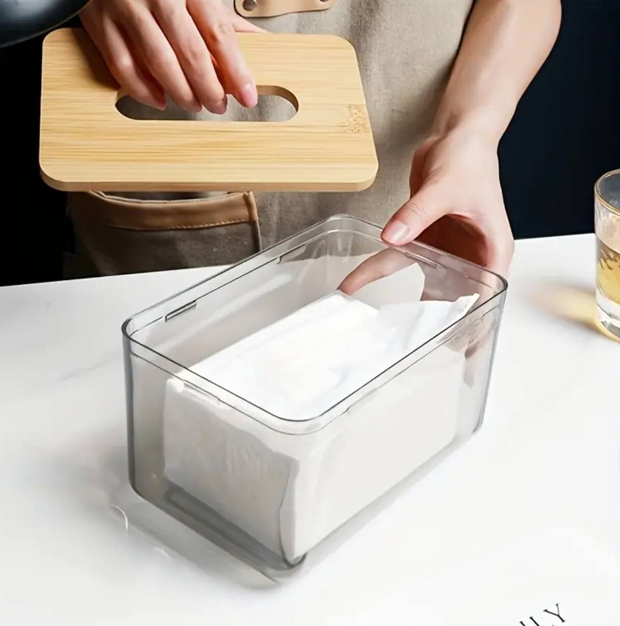 *lNordic minimalist tissue box /Serviette holder with bamboo lid
