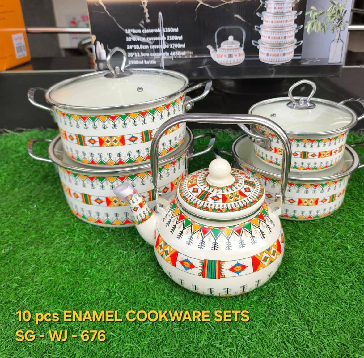 10 pcs ENAMEL COOKWARE SETS with KETTLE