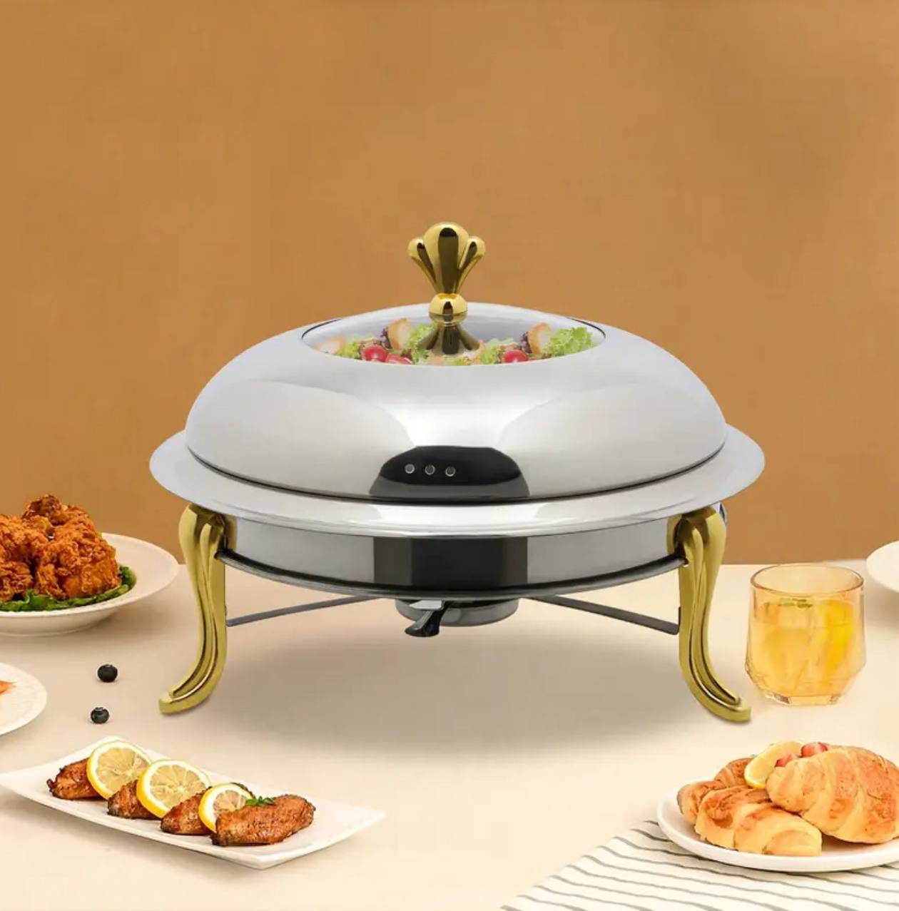 Stainless steel 28cm furnace chaffing dish food warmer