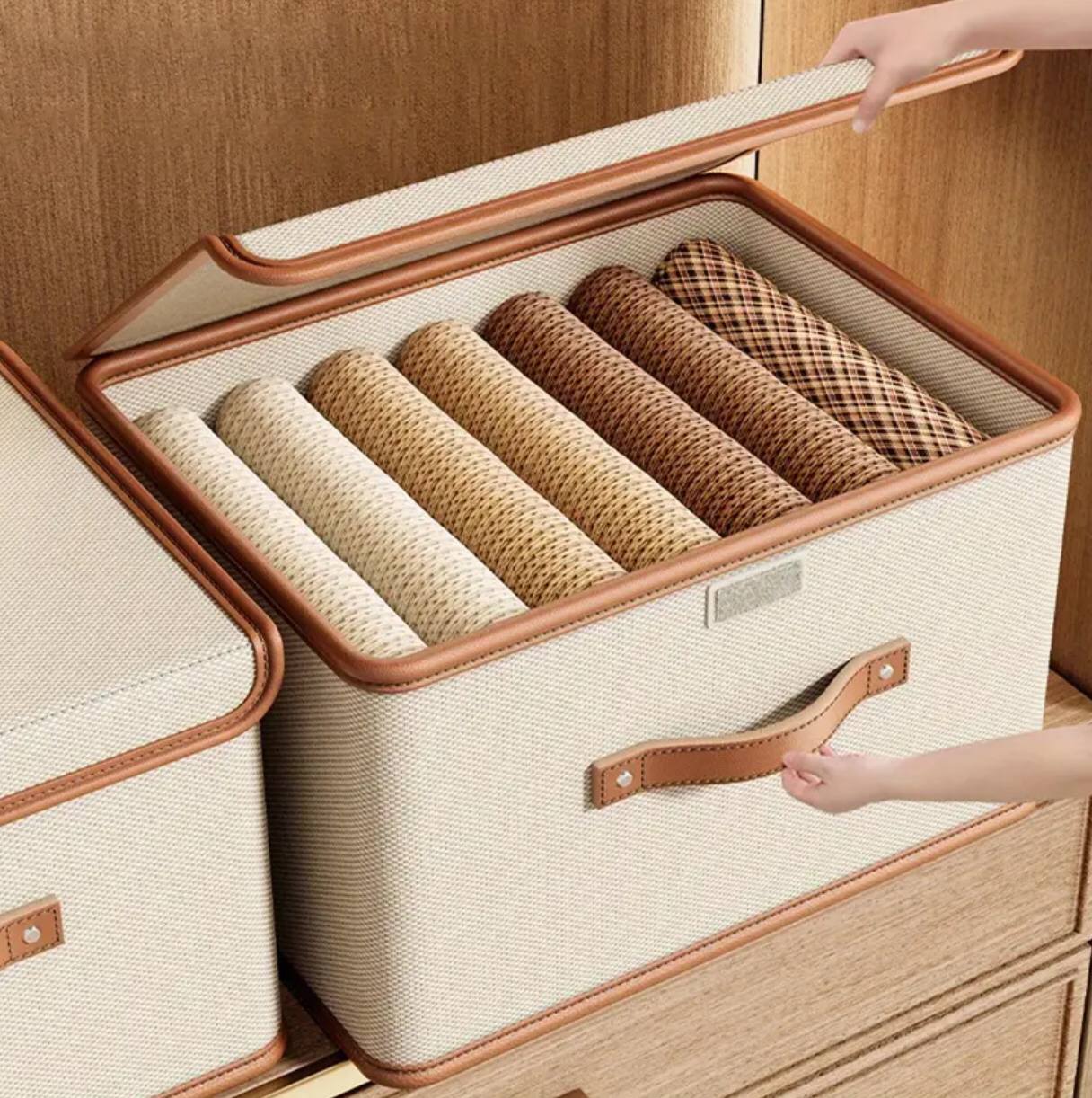 Versatile Foldable double compartment closet organizer with a divider