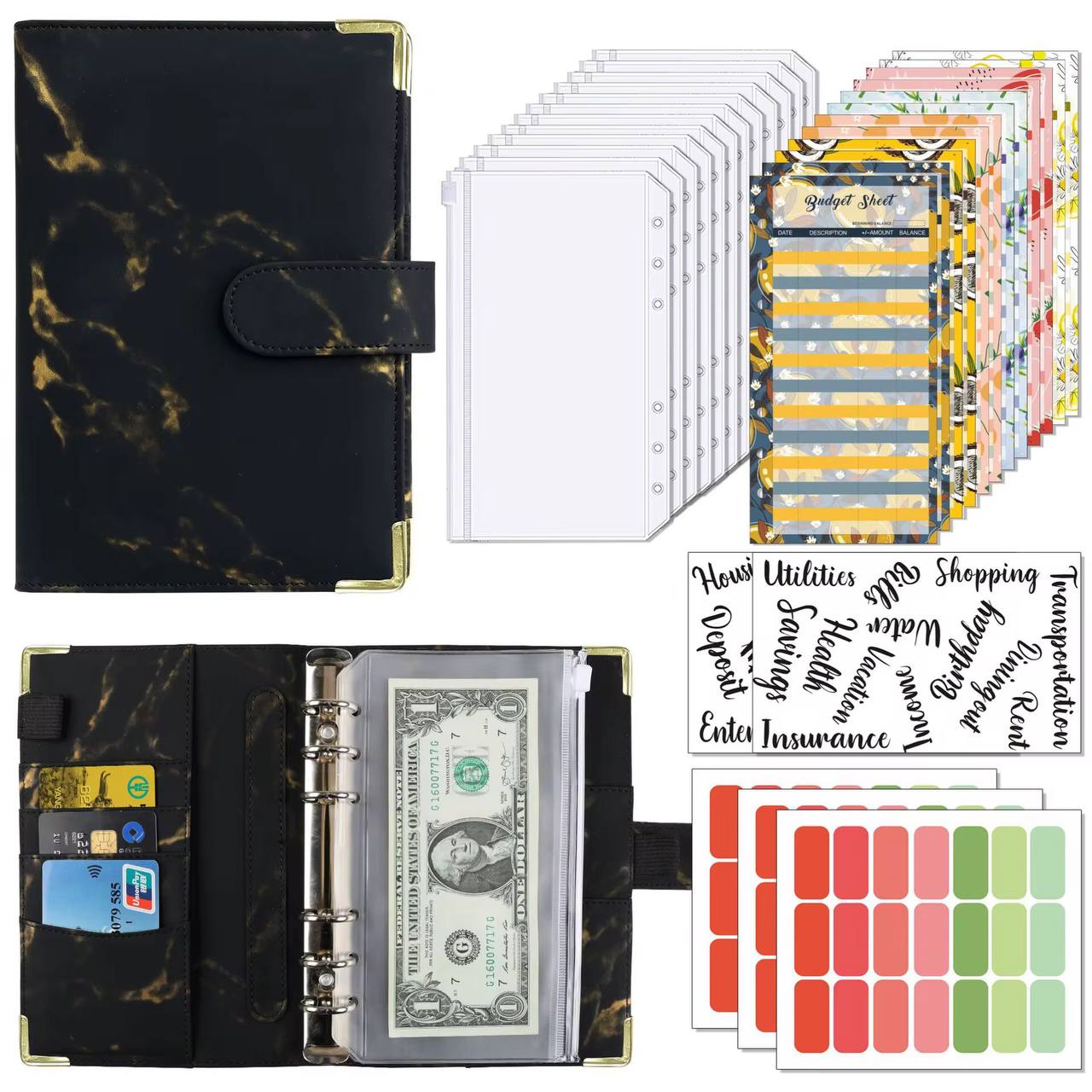 Budget binder Marble effect print