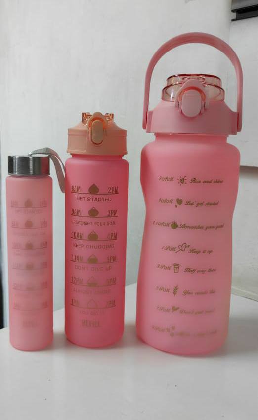 3 in 1 motivatonal water bottle set