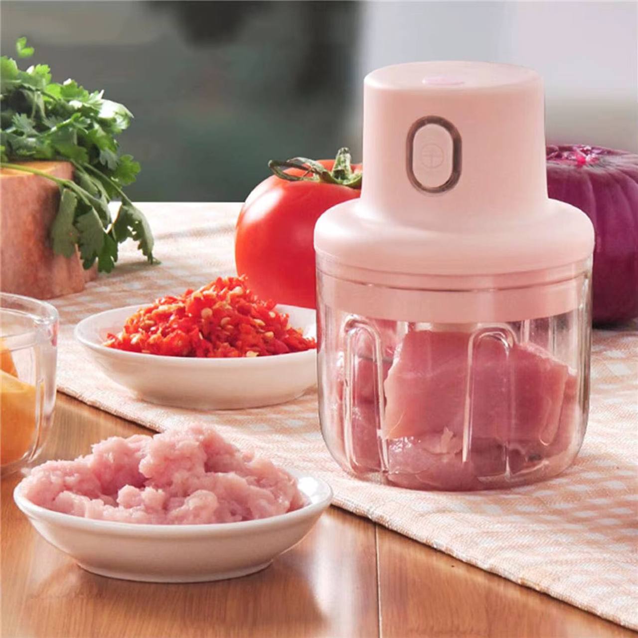 250ml rechargable Intelligent garlic pepper kachumbari etc grinding machine