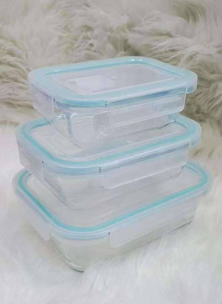 3pc high borosilicate food containers.