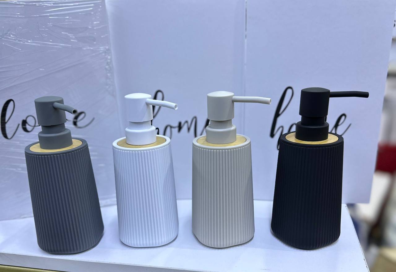 Bamboo luxury Lotion pump bottle for kitchen/ bathroom countertops / shower gel/ decorative soap dispenser