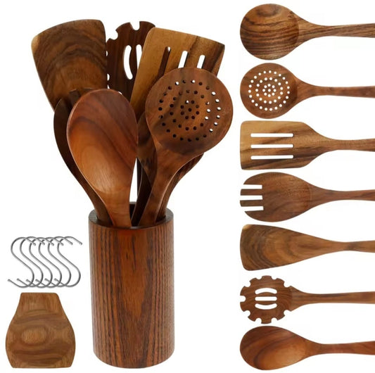 8pcs Wooden Cooking Cultery set
