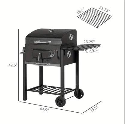 Portable Charcoal BBQ Grill with side table