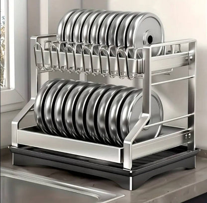 2-Tier Kitchen Dish Rack with drain tray