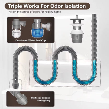 Space saving sink drain magic bend