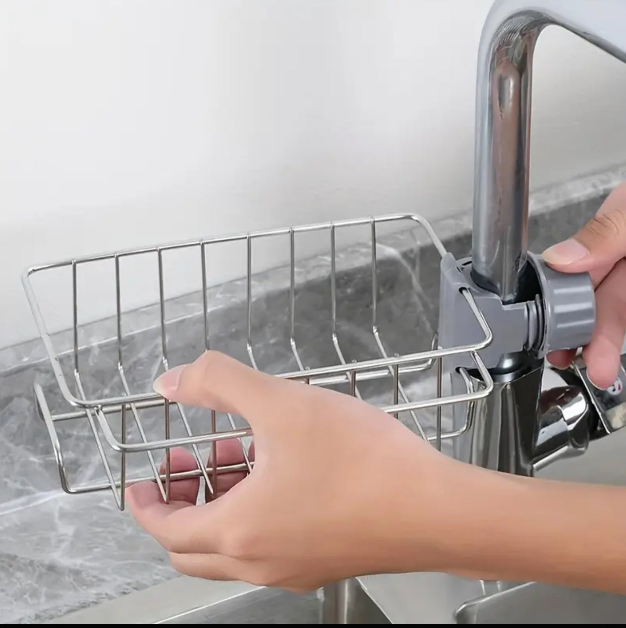 Stainless steel faucet rack / sink tidy with towel rack