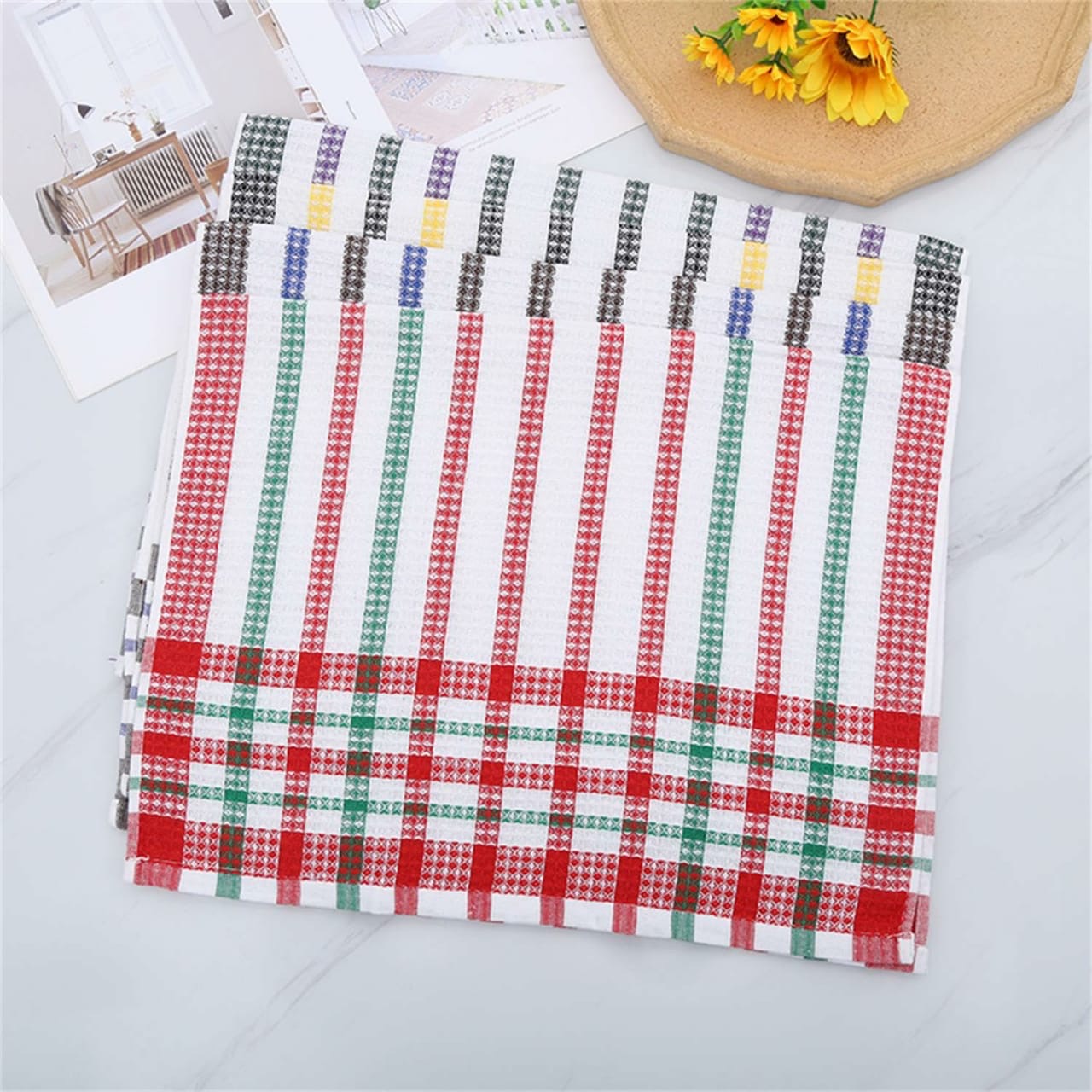 100% cotton Bright Large Tea Towels, 4-Pack