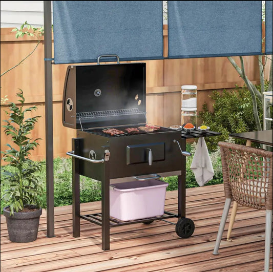 Portable Charcoal BBQ Grill with side table