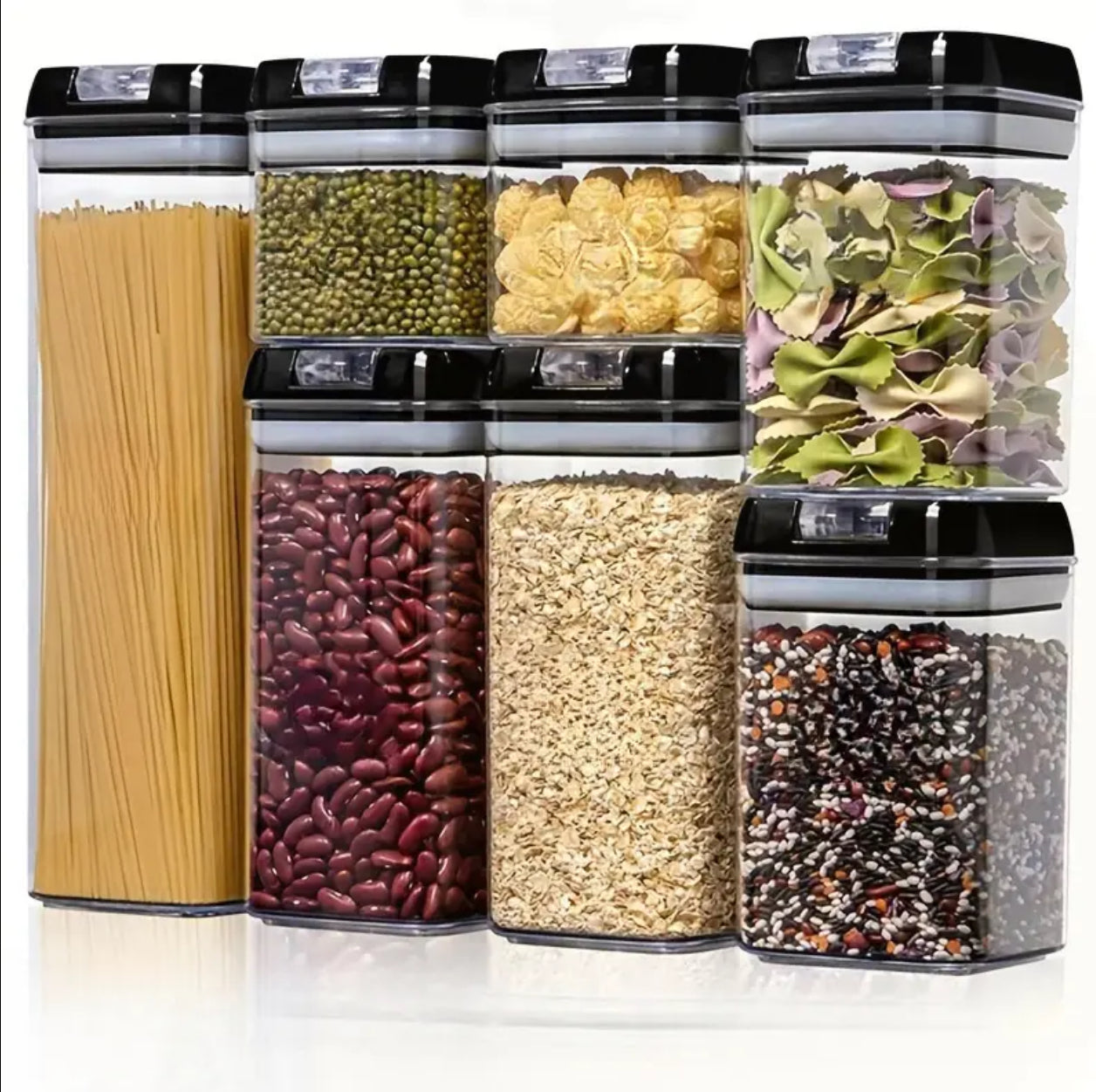 7pcs Transparent Acrylic Cereal Food/Pantry Storage Containers