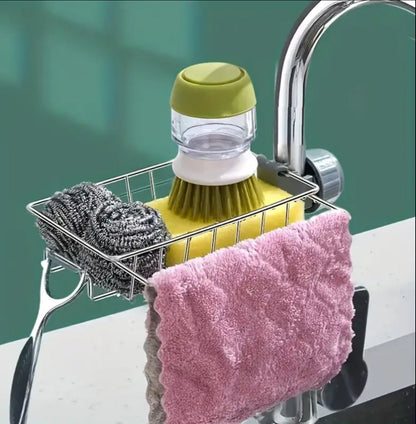 Stainless steel faucet rack / sink tidy with towel rack