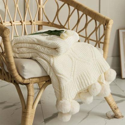 Nordic knitted throw blanket