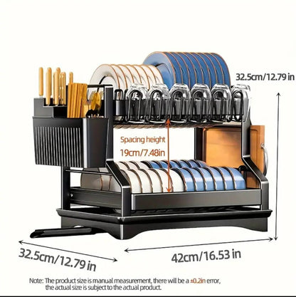 2-Tier Kitchen Dish Rack with drain tray
