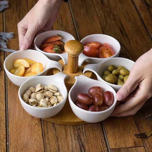 6pcs sauce dishes with bamboo