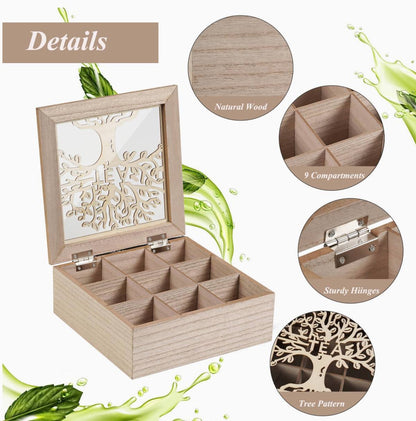 Handmade family tree wooden tea/coffee organizer